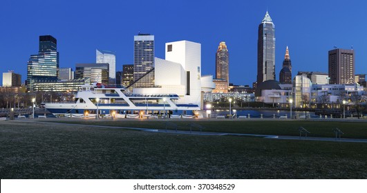 Cleveland Panorama - Winter Evening From The Marina