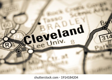 Cleveland. Tennessee. USA On A Map