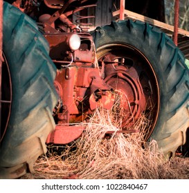 Cleveland, TN / USA - February 11 2018: Vintage Tractor On A Farm In Tennessee