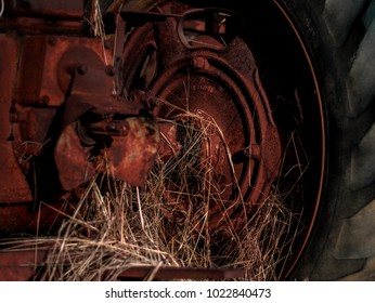 Cleveland, TN / USA - February 11 2018: Vintage Tractor On A Farm In Tennessee