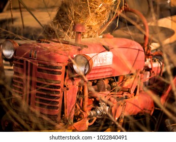 Cleveland, TN / USA - February 11 2018: Vintage Tractor On A Farm In Tennessee