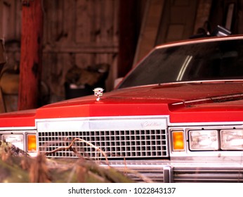 Cleveland, TN / USA - February 11 2018: Cadillac In A Barn