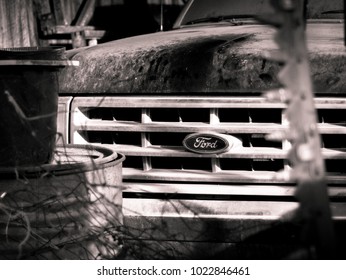 Cleveland, TN / USA - February 11 2018: Ford Truck In Barn