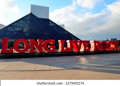 Cleveland, USA - October 21, 2018 - The Rock And Roll Hall Of Fame On The Lake Erie Shore In Cleveland, Ohio