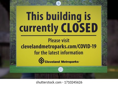 Cleveland,Ohio/USA-April 4,2020:  Public Park Closure Sign Posted In Ohio Due To Governor Orders.