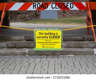 Cleveland,Ohio/USA-April 4,2020:  Public Park Closure Sign Posted In Ohio Due To Governor Orders.