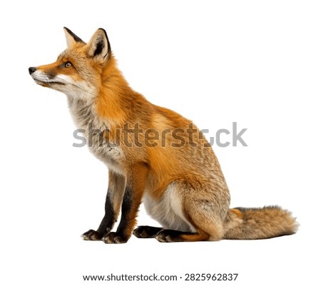 Clever Fox Clever Fox Alert Sitting Pose Inte Isolated On White Background