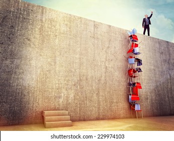 Clever Man Try Solution To Climb The Wall