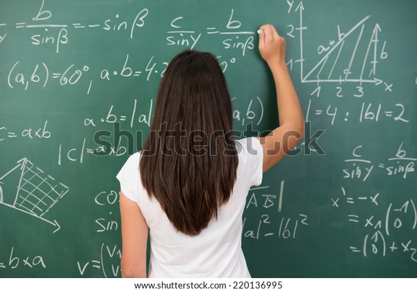 Clever Young Woman Solving Mathematical Problem Stock Photo (Edit Now ...