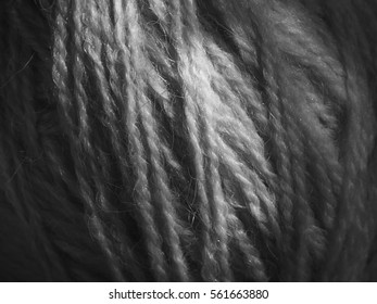 Clew of thread texture. Black and white photo.