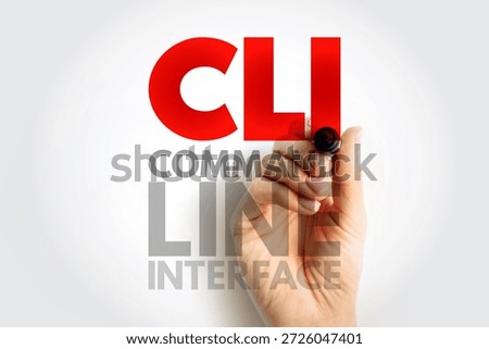 CLI acronym handwritten concept showing command line interface. Representation of textual environment where programmers execute system instructions using typed commands in software
