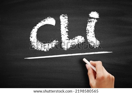CLI - Command Line Interface is a text-based user interface used to run programs, manage computer files and interact with the computer, acronym concept on blackboard