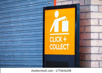 Click collect online internet shopping sign at shop - Shutterstock ID 1774656248