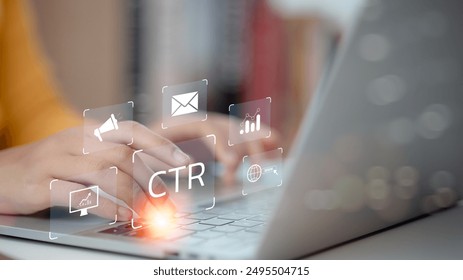 Click Through Rate CTR concept. Digital online marketing business.