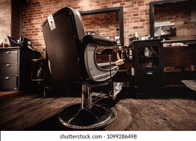 Client's stylish barber chair. barber shop for men