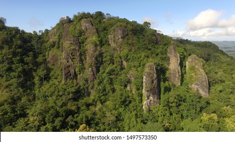 Cliff On The Edge Of A Hill. Stonehenge In National Park. Aerial Landscape Of Nature From Above.