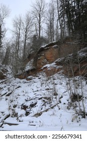 Cliff of red Devonian sandstone.