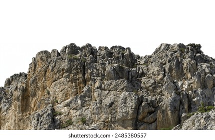 Cliff Rock Background On White Isolated Background, Part Of a Mountain, Natural Rock Color - Powered by Shutterstock