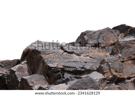 Cliff Rock formation stone located part of the mountain rock isolated on white background.