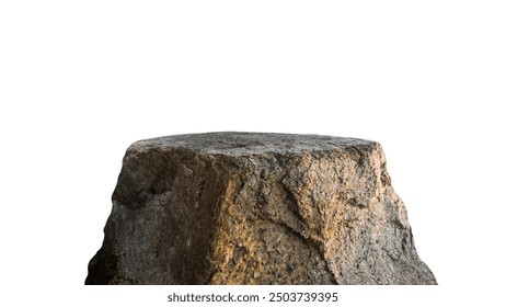 Cliff Rock mountain, Stone isolated on white background, Rock Podium stand well display product advertising on top, Clipping paths 