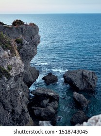 Cliff side view of the ocean