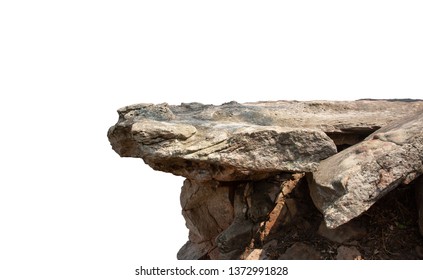 Cliff stone located part of the mountain rock isolated on white background. - Shutterstock ID 1372991828