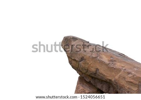 Cliff stone located part of the mountain rock isolated on white background.Clipping path