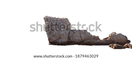 Cliff stone located part of the mountain rock isolated on white background.