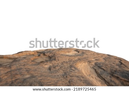 Cliff stone located part of the mountain rock isolated on white background.clipping path