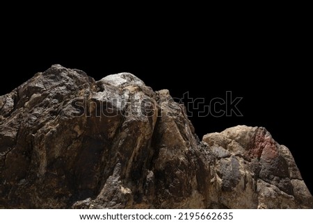 Cliff stone located part of the mountain rock isolated on white background.Mock up the pedestal