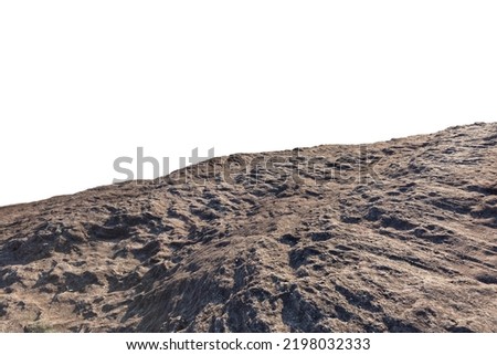 Cliff stone located part of the mountain rock isolated on white background.Mock up the pedestal	