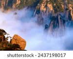 Cliff strange peaks scene Mount Sanqing,Located at the junction of Yushan County and Dexing City, Shangrao City, Jiangxi Province, China.
