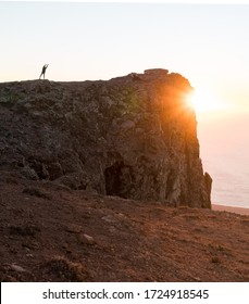 Cliff sunset in a panoramic view 