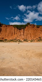 Cliff, Vale De Lobo Beach In Algarve, Portugal At Winter Time.