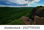 Cliff view from Brockway Mountain drive scenic outlook in Copper Harbor in Michigan