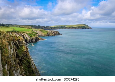 Cliffs, coastline and the ocean in the British Isles. Image taken in Newport, Pembrokeshire, Wales. 