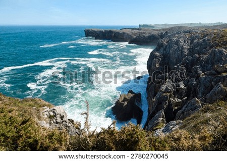 The Cliffs of Hell with beautiful rock formations and coves in Ribadesella town, Asturias, Spain