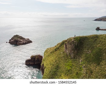 Cliffs landscape and ocean drone view