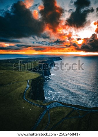 Cliffs of Maher Ireland at sunset