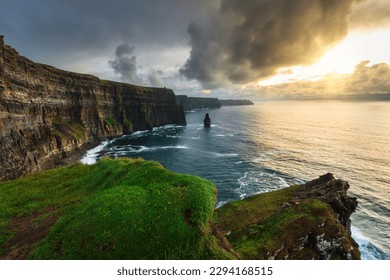 Cliffs of Moher above the Atlantic Ocean at sunset, Ireland. - Powered by Shutterstock