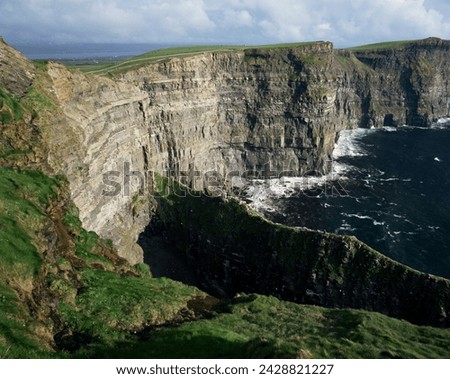 The cliffs of moher, looking towards hag's head from o'brian's tower, county clare, munster, eire (republic of ireland), europe