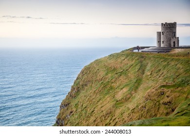  Cliffs Of Moher - O Briens Tower Castle At Sunset  In Co. Clare Ireland Europe.