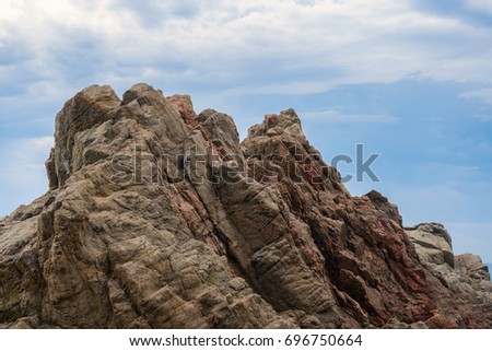 Cliffs mountain ridge. Rocky coast of Costa Brava in Catalonia