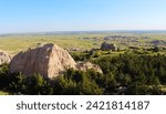 Cliffs, mountains, mesa, and other rock formations in the prairies and badlands of South Dakota