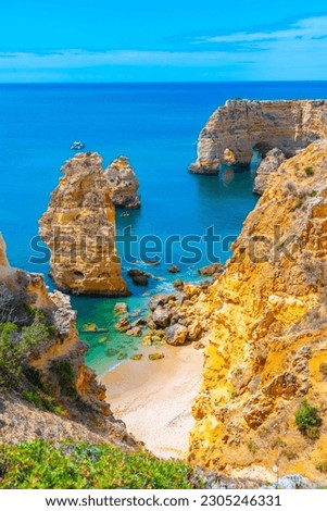 Cliffs near Benagil in Algarve region of Portugal.