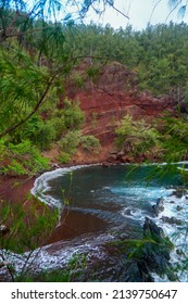 Cliffs On The Kaihalulu Red Sand Beach On The Road To Hana In The East Of Maui Island In Hawaii, United States