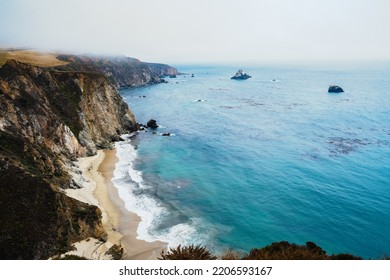 Cliffs And Pacific Ocean Beach. 