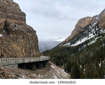 Cliffside Road In Yellowstone National Park