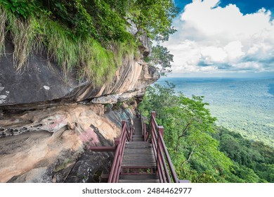 Cliffside steel walkway, Danger walkway beside the cliff, Viewpoint walkway - Powered by Shutterstock