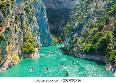 Cliffy rocks Verdon gorges near Galetas bridge, lake Sainte Croix, Provence, Provence Alpes Côte d'Azur, France  - Shutterstock ID 2029002716